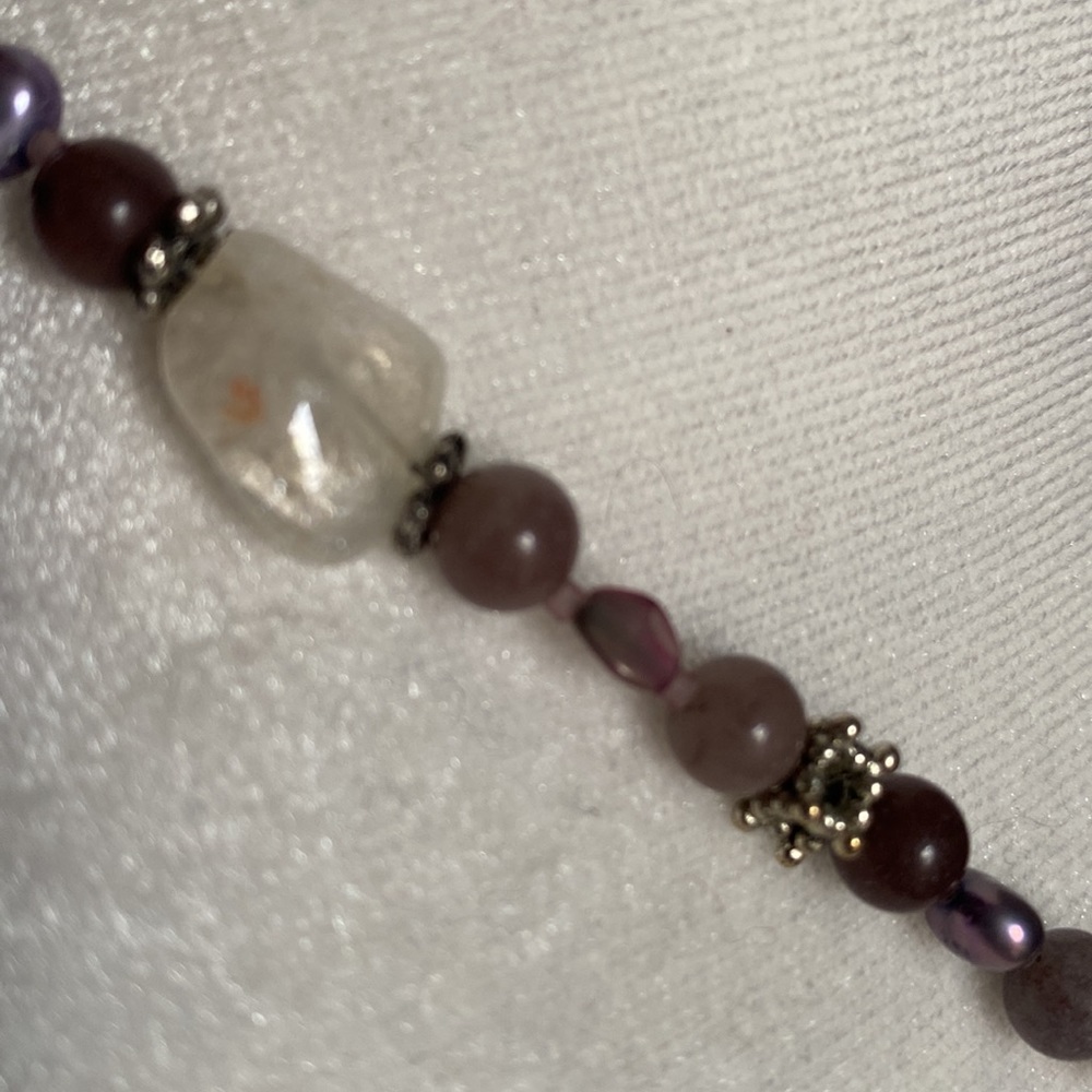 Handcrafted Multi-Gemstone Pearl Agate Quartz Sil… - image 4